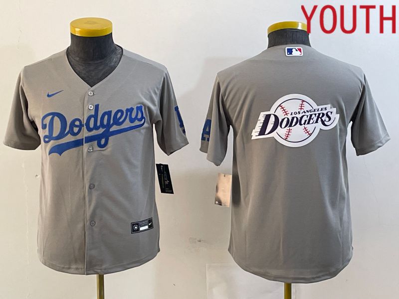 Youth Los Angeles Dodgers Blank Grey Nike Game MLB Jersey style 3